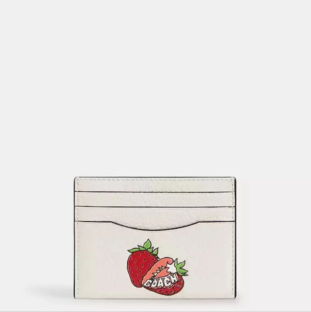Coach Slim Id Card Case With Strawberry Graphic